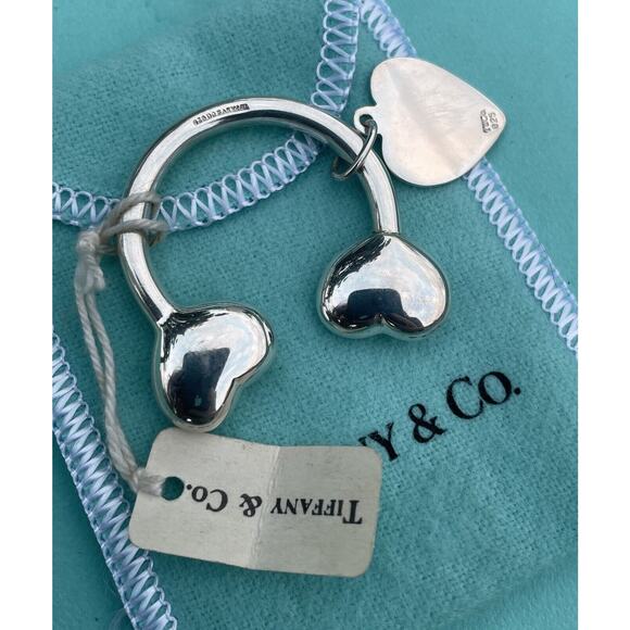 Vintage Tiffany Co. Sterling Silver Puffy Heart Ball Screwball Key Ring Keychain - Picture 12 of 16